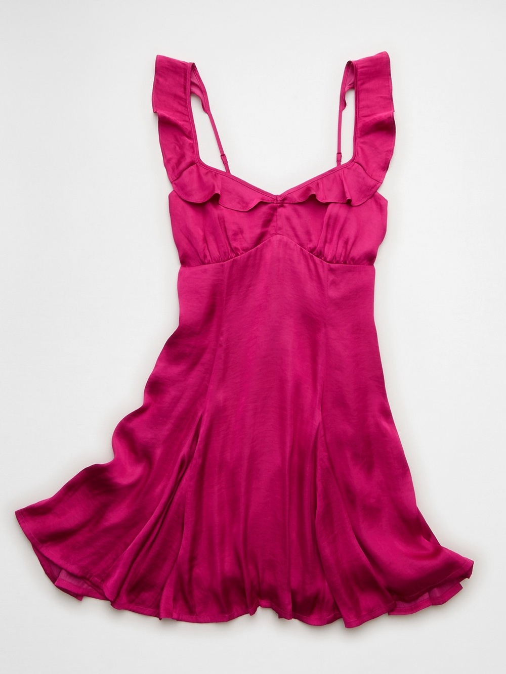 NWT AE Silky Pink Ruffle Babydoll Minidress - Picture 3 of 15
